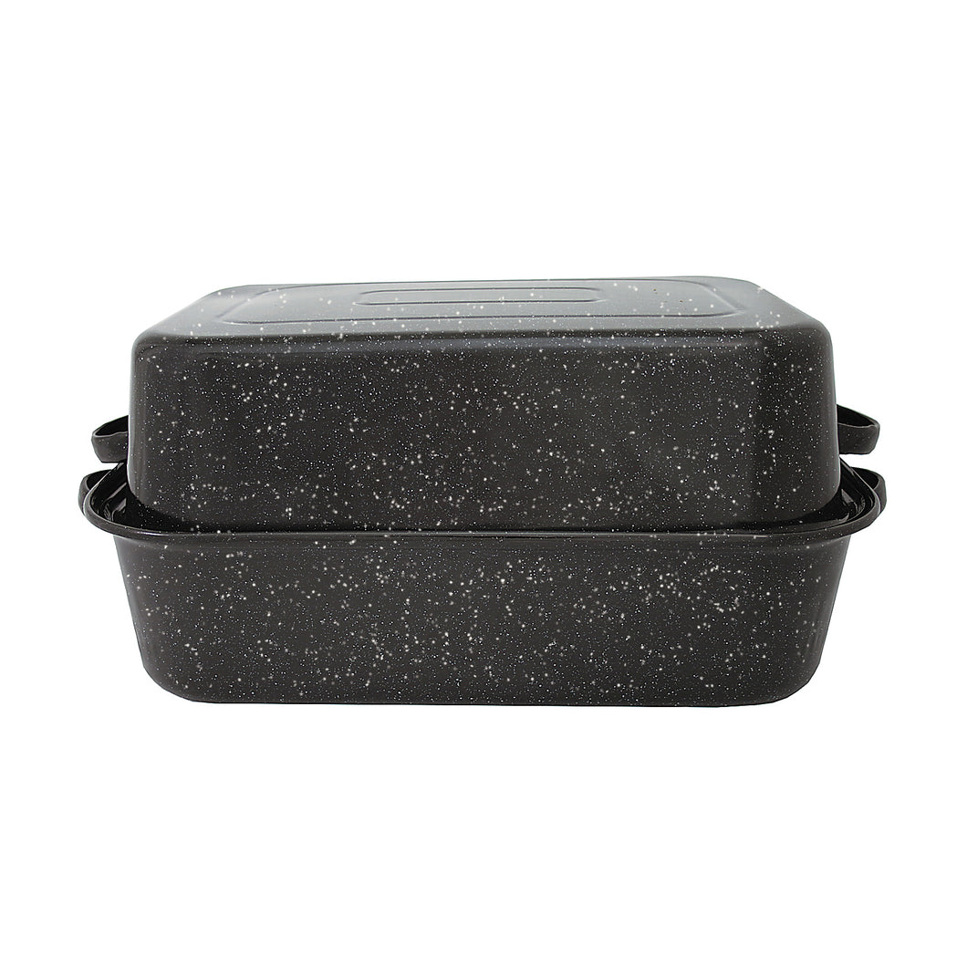 Granite Ware F0511-3 Roaster, 25 lb Capacity, Porcelain/Steel, Black, Dark Enamel, 21-1/4 in L, 14 in W