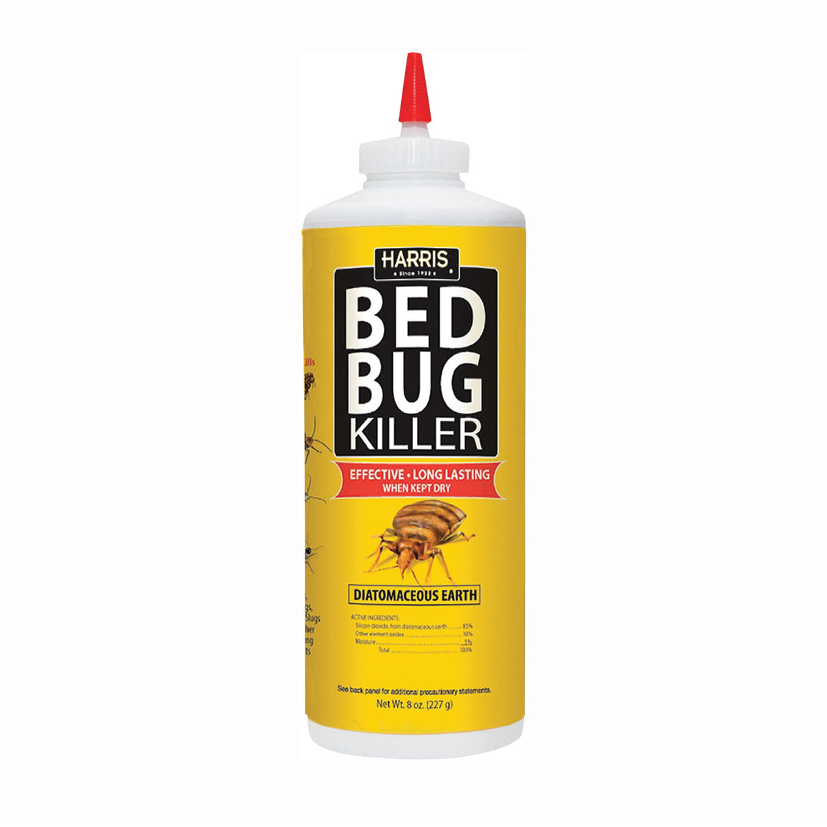 HARRIS HDE-8 Bed Bug Killer, Powder, Spray Application, 8 oz Bottle