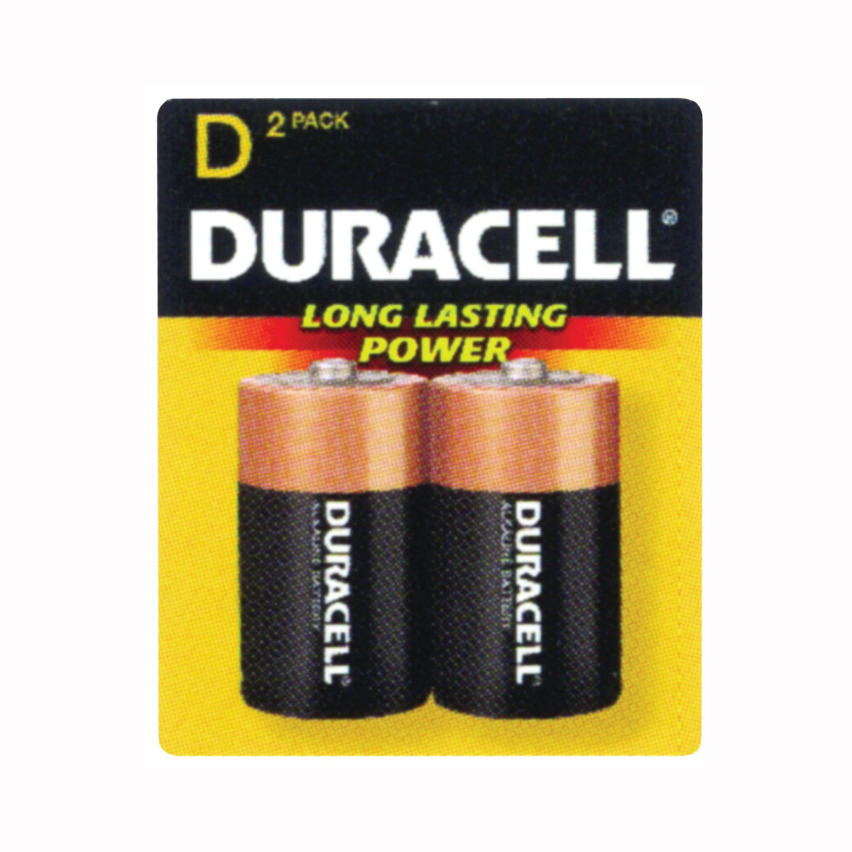 DURACELL MN1300B2Z Battery, 1.5 V Battery, 15 Ah, D Battery, Alkaline, Manganese Dioxide