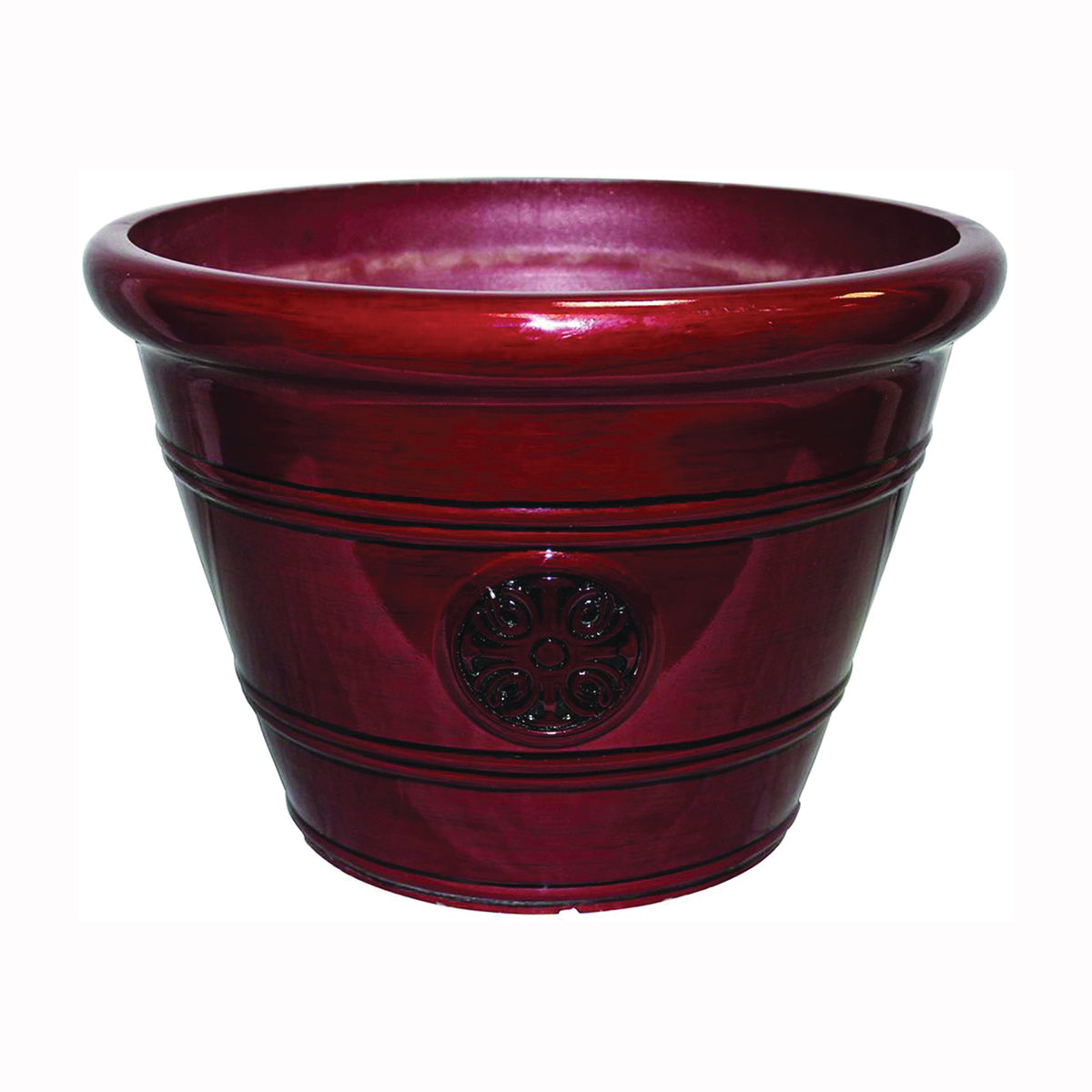 Southern Patio HDP-019299 Modesto Planter, 12 in W, 12 in D, Vinyl, Oxblood