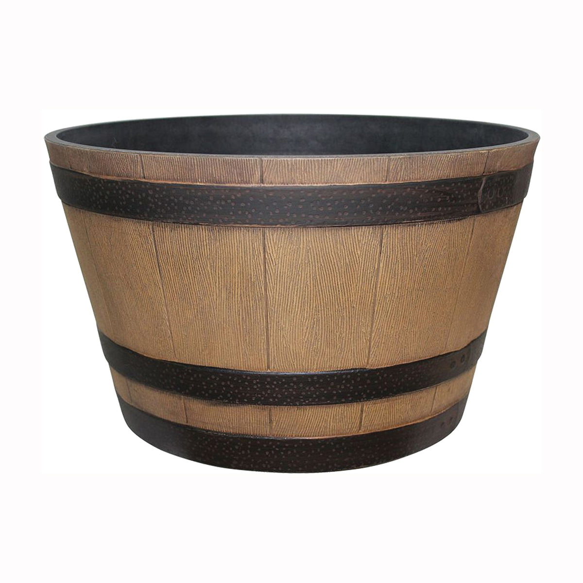 Southern Patio HDR-012221 Whiskey Barrel Planter, 22.48 in W, 22.48 in D, Barrel, Resin, Natural Oak