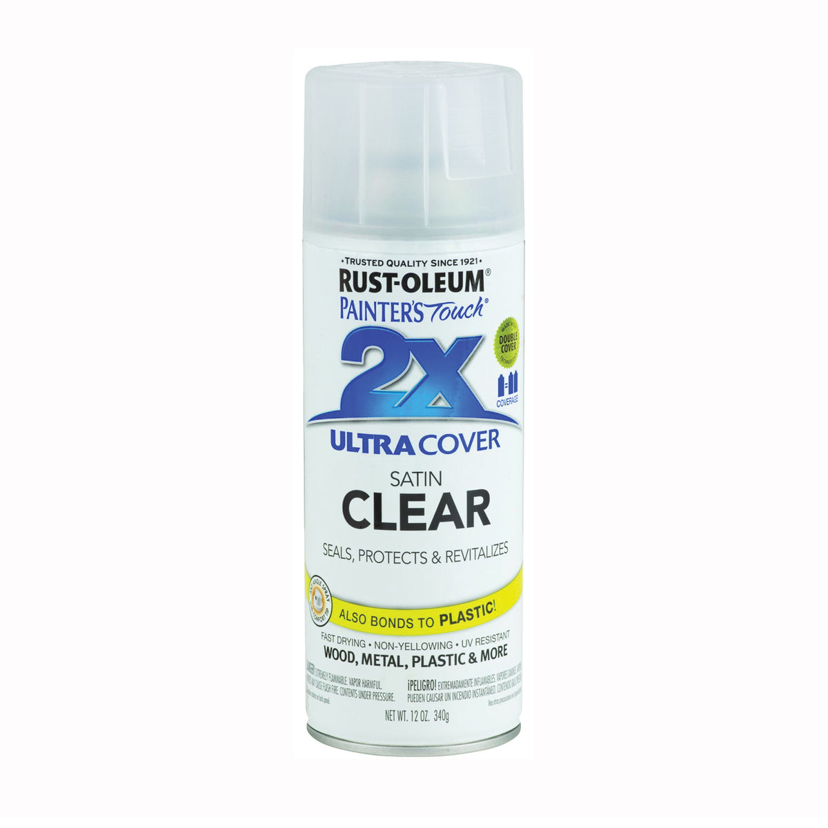 RUST-OLEUM PAINTER'S Touch 249845 Clear Spray Paint, Satin, Clear, 12 oz, Aerosol Can