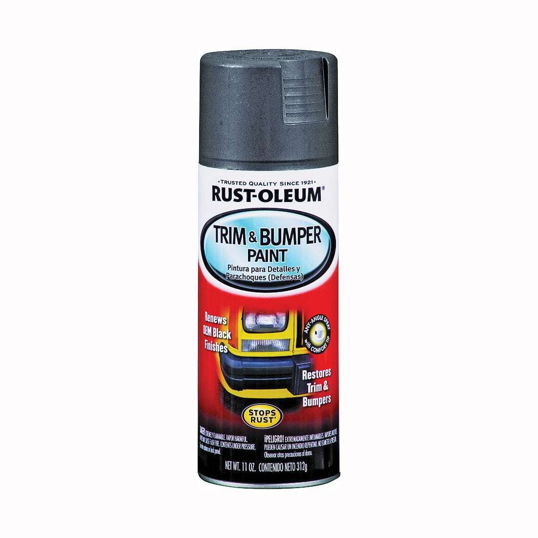 RUST-OLEUM AUTOMOTIVE 251574 Trim and Bumper Spray Paint, Matte, Black, 11 oz, Aerosol Can