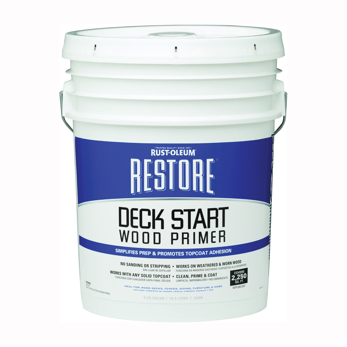 RUST-OLEUM RESTORE 287518 Wood Primer, Matte, Clear, 5 gal Can