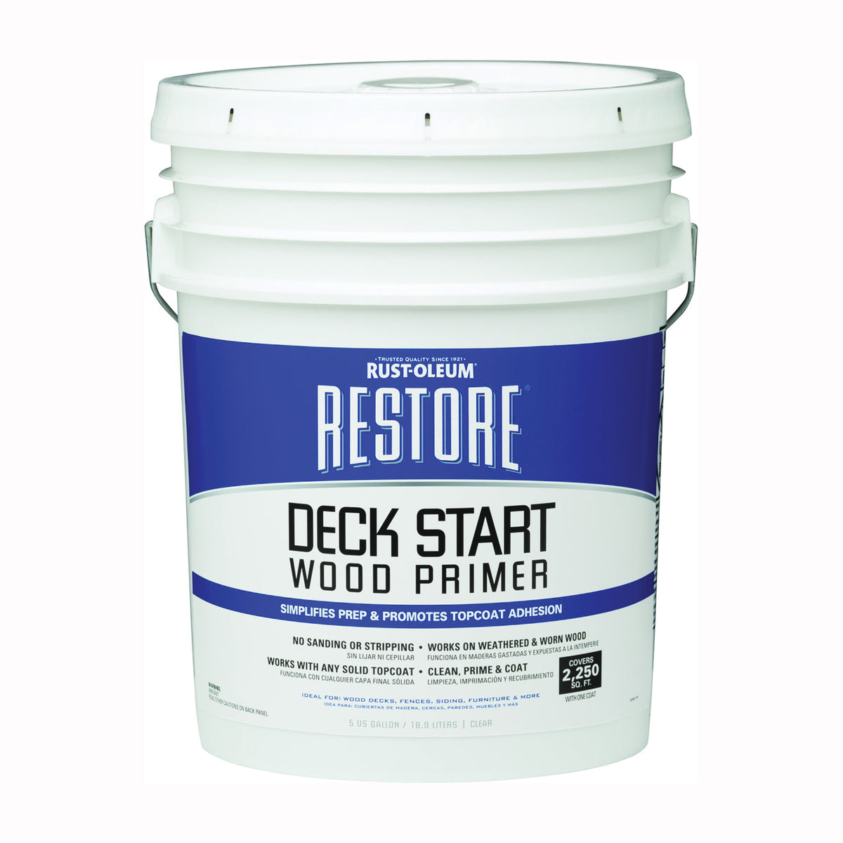 RUST-OLEUM RESTORE 287518 Wood Primer, Matte, Clear, 5 gal Can