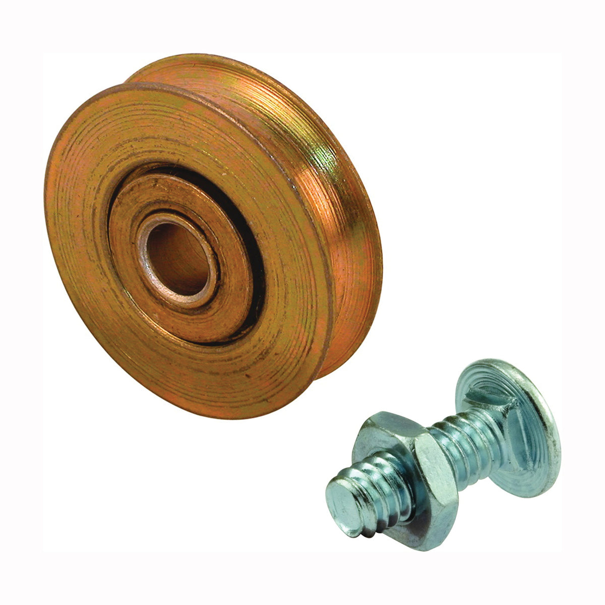 Prime-Line D 1502 Door Roller, 1/4 in ID x 1-1/4 in OD Dia Roller, 5/16 in W Roller, Steel, Tan, 2-Roller