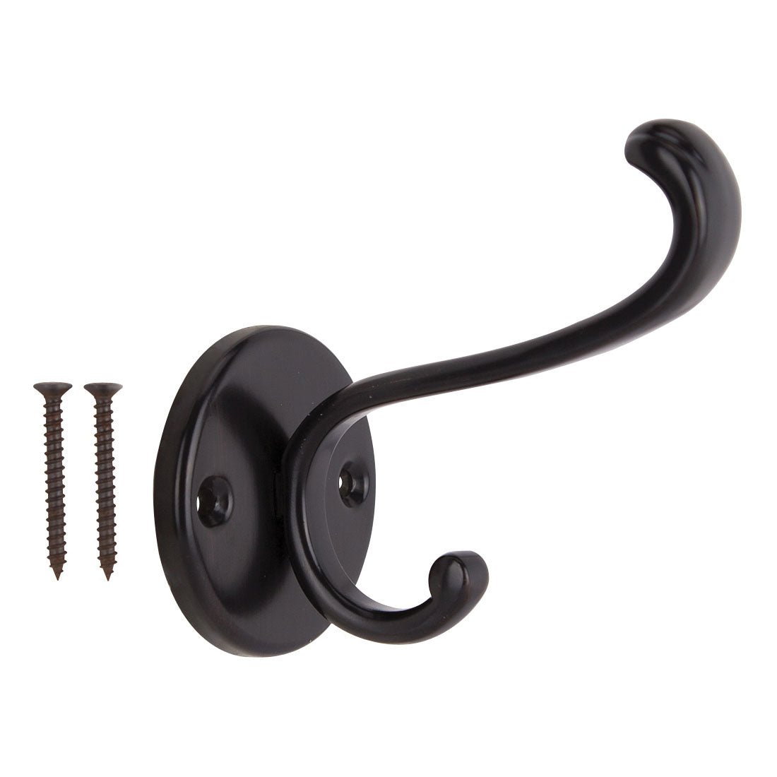 ProSource H-032-10B Coat and Hat Hook, 22 lb, 2-Hook, 1 in Opening, Zinc, Oil-Rubbed Bronze