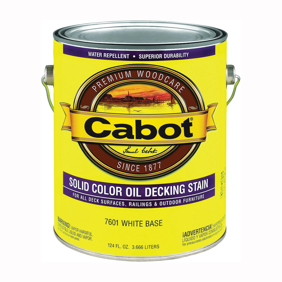 Cabot 140.0007601.007 Decking Stain, Opaque, White, Liquid, 1 gal