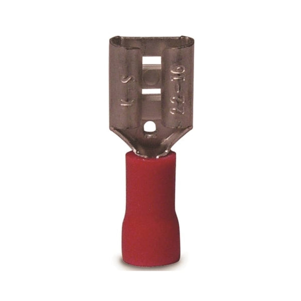 GB 10-141F Disconnect Terminal, 600 V, 22 to 16 AWG Wire, 1/4 in Stud, Vinyl Insulation, Red