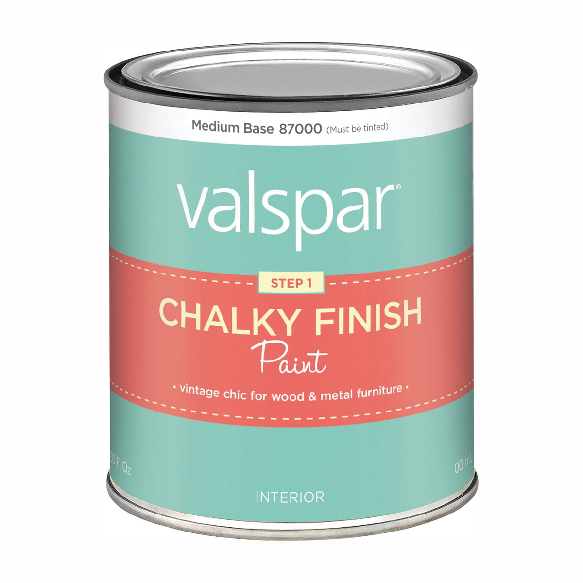 Valspar 410.0087000.005 Chalky Finish Paint System, Matte Medium Base, 1 qt, Can