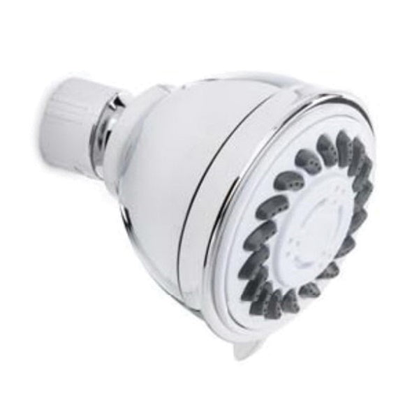 Plumb Pak K704CP Shower Head, Round, 1.8 gpm, 3-Spray Function, Polished Chrome, 2.7 in Dia