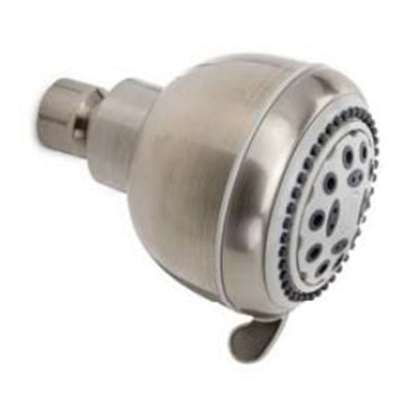 Plumb Pak K701BN Shower Head, Round, 1.8 gpm, 5-Spray Function, Brushed Nickel, 3.35 in Dia