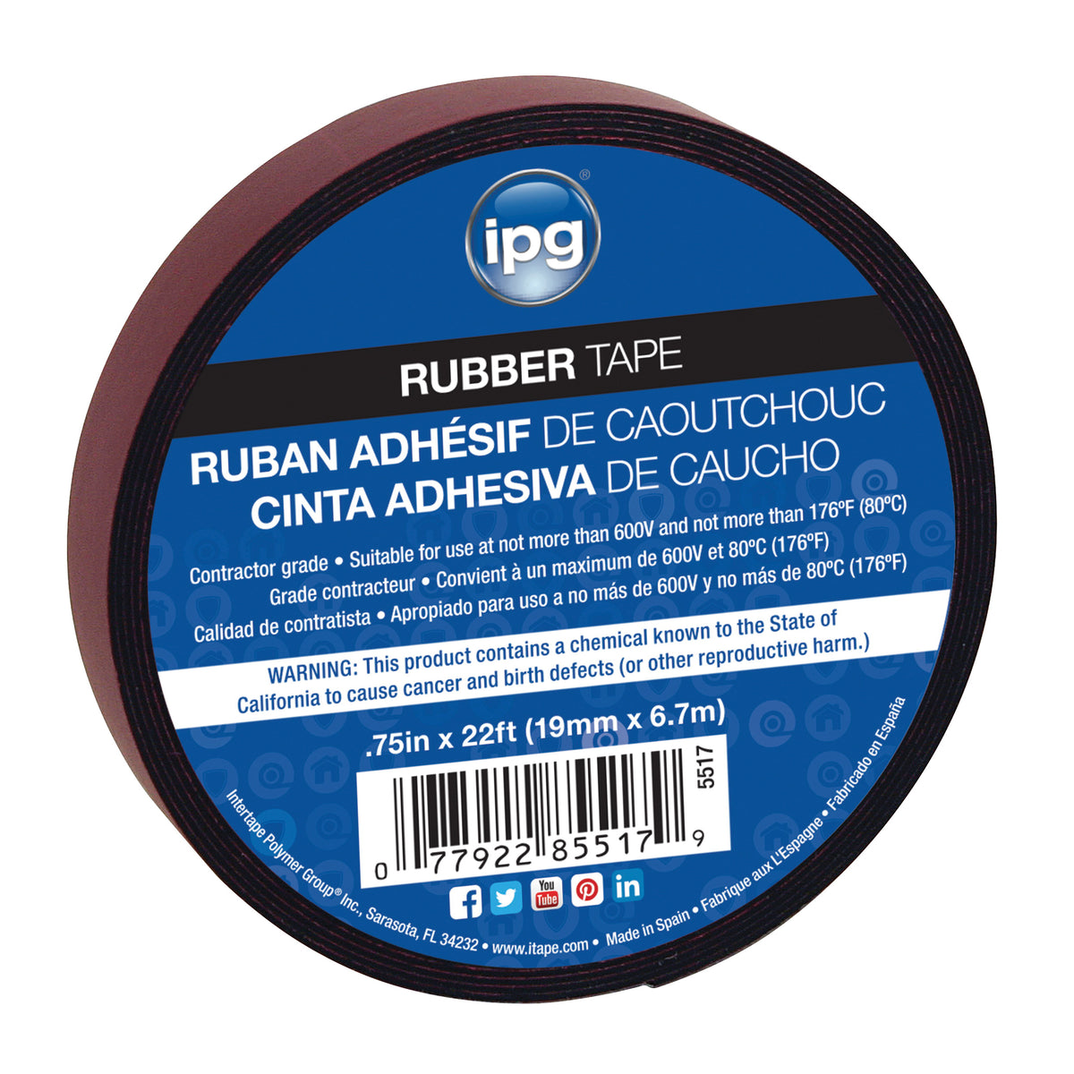 IPG 5517 Electrical Tape, 22 ft L, 3/4 in W