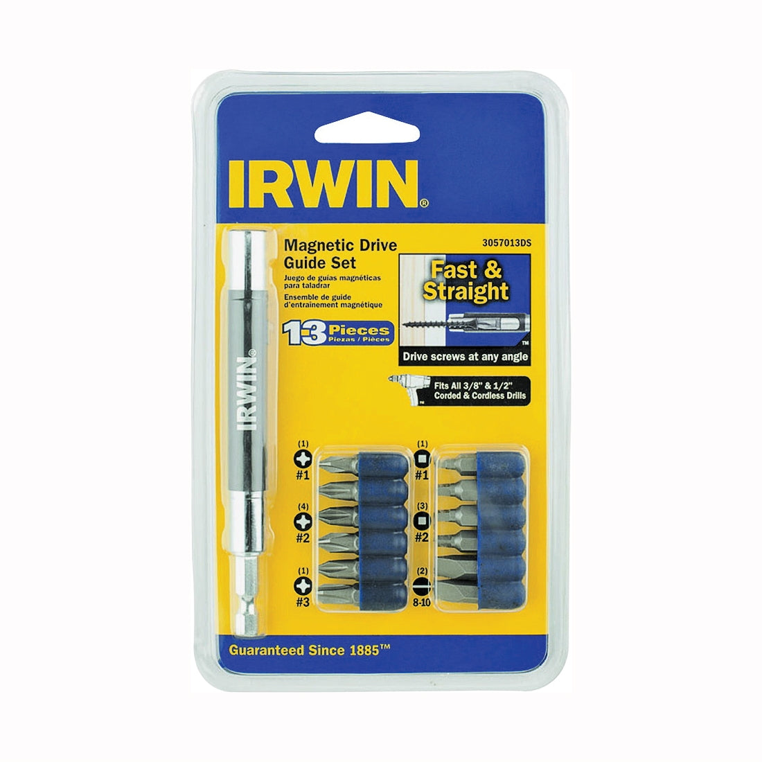 IRWIN 3057013DS Drive Set, 13-Piece, Magnetic, Alloy Steel
