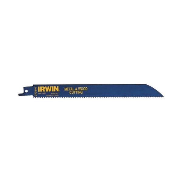 IRWIN 372810 Reciprocating Saw Blade, 2 in W, 8 in L, 10 TPI, Bi-Metal Cutting Edge