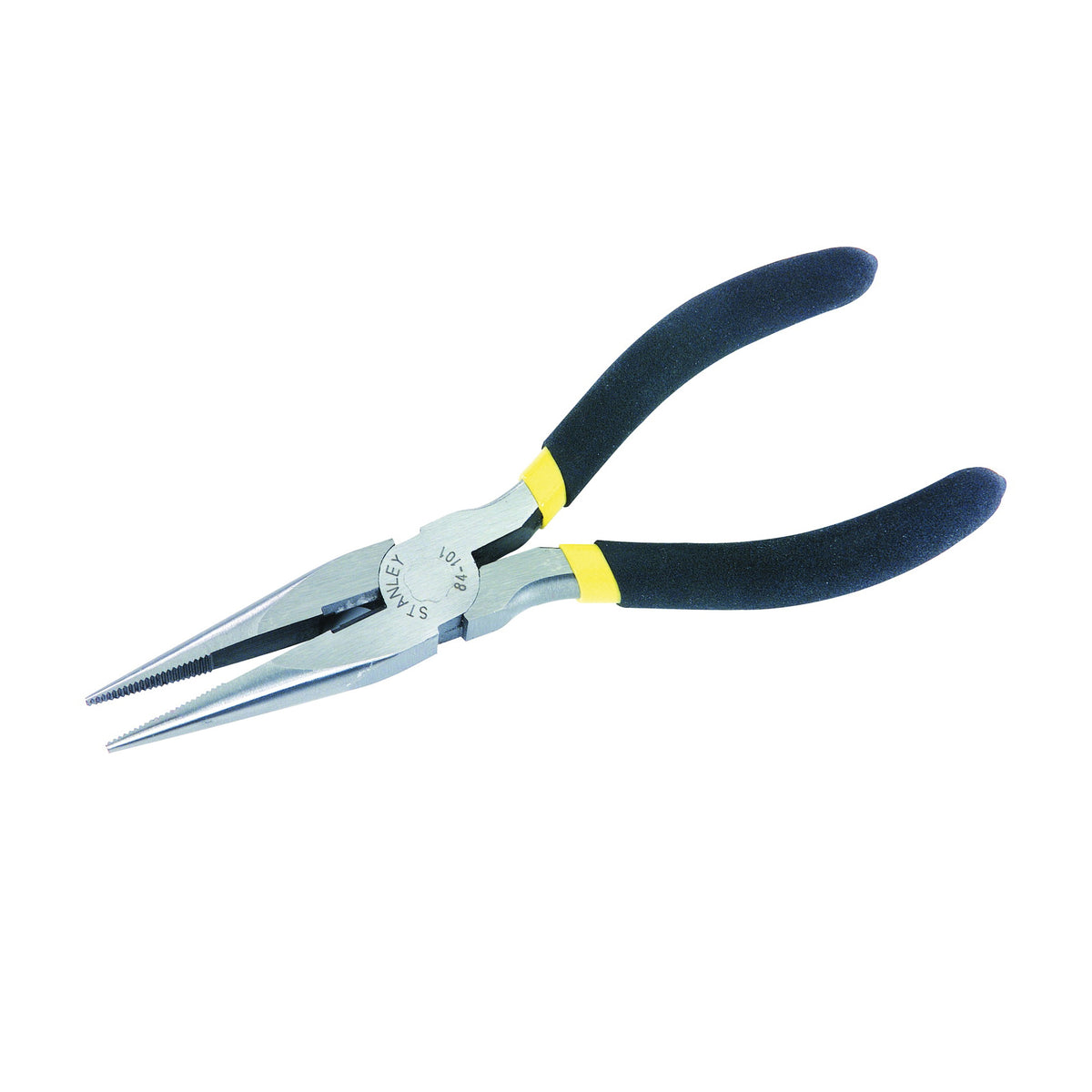 STANLEY 84-101 Nose Plier, 6 in OAL, Black/Yellow Handle, Cushion-Grip Handle, 25/32 in W Jaw, 2-3/16 in L Jaw