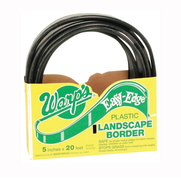 Warp's Easy-Edge LB-520-B Landscape Border, 20 ft L, 5 in H, Plastic/Polyethylene, Black