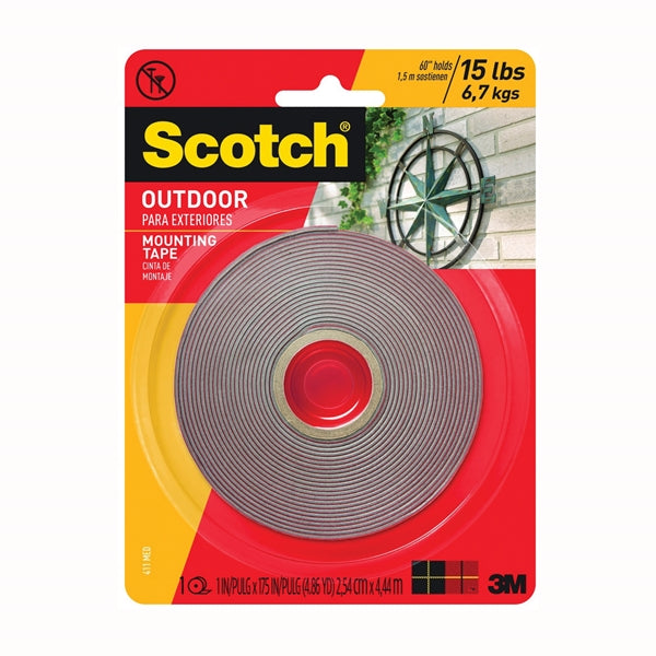 Scotch 411-MEDUIM Mounting Tape, 175 in L, 1 in W, Black