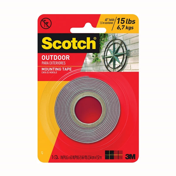 Scotch 411DC Mounting Tape, 60 in L, 1 in W, Black