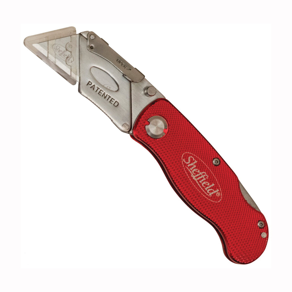 Sheffield 12614 Utility Knife, 2-1/2 in L Blade, Stainless Steel Blade, Straight Handle, Red Handle
