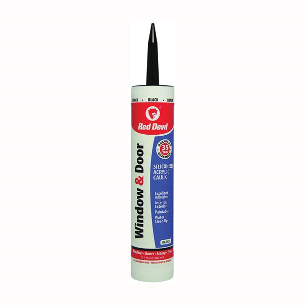 Red Devil 084660 Siliconized Acrylic Caulk, Black, -20 to 180 deg F, 10.1 fl-oz Cartridge