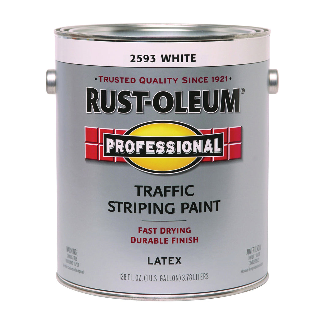 RUST-OLEUM PROFESSIONAL 2593402 Traffic Striping Paint, Flat, Traffic White, 1 gal, Pail