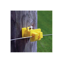 Load image into Gallery viewer, Zareba Fi-Shock IWNY-FS Slant Nail Wood Post Insulator, 9 to 22 ga Fence Wire, Aluminum/Polywire/Steel, Yellow
