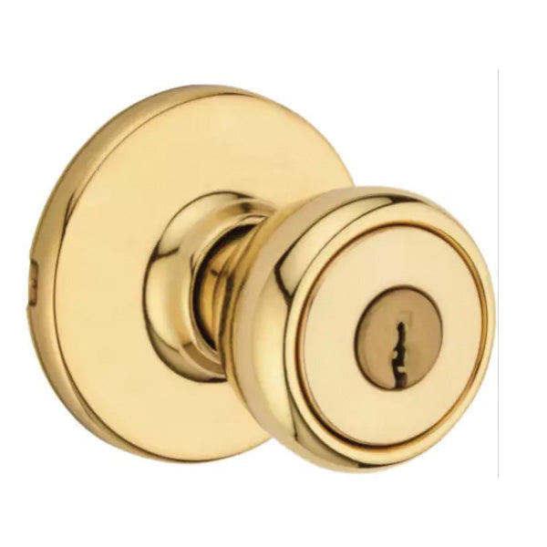 Kwikset 400T3RCLRCSK3BX Keyed Entry Knob, Brass, Polished Brass