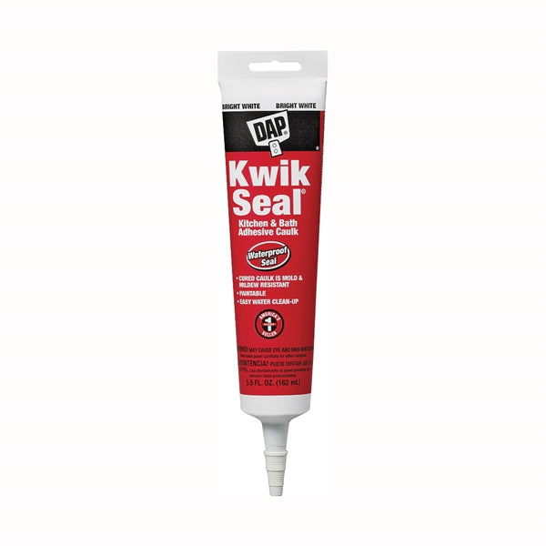 DAP KWIK SEAL 18001 Adhesive Caulk, White, -20 to 150 deg F, 5.5 oz Tube