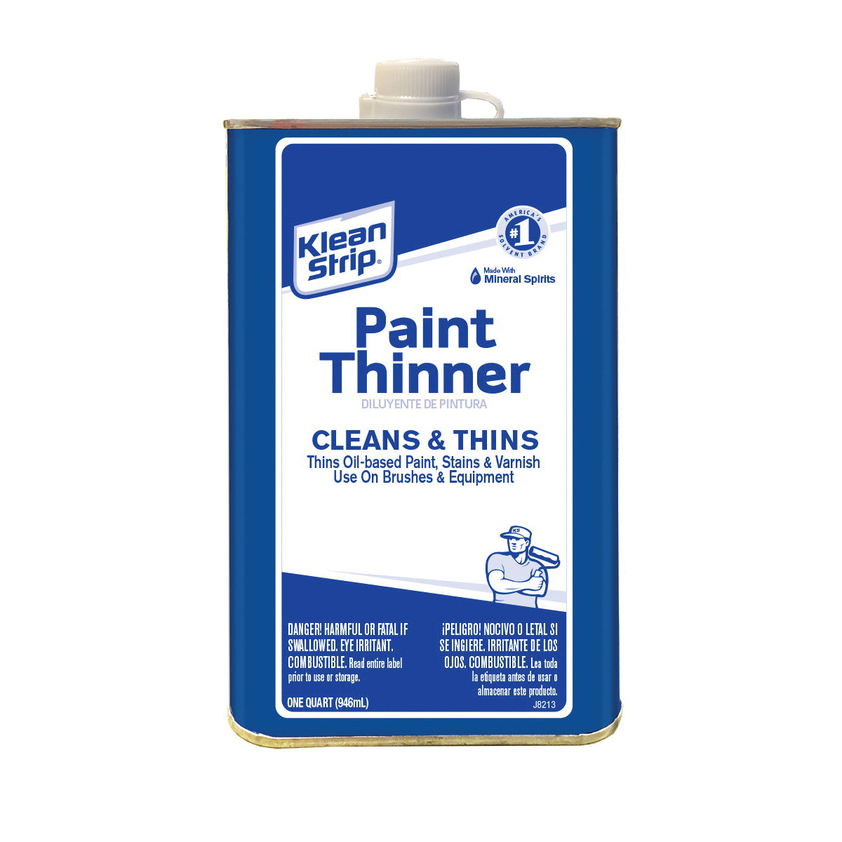 Klean Strip QKPT94003 Paint Thinner, Liquid, Free, Clear, Water White, 1 qt, Can