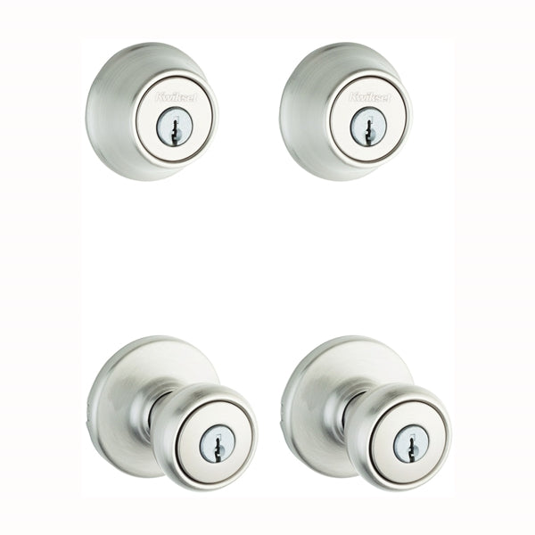 Kwikset 242T 15 K2 CP Deadbolt and Entry Lockset, 3 Grade, Keyed Alike Key, Metal, Satin Nickel, K2 Keyway