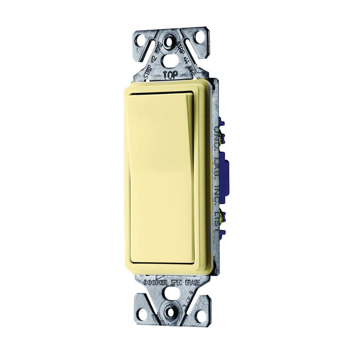 Eaton Wiring Devices 7500 C7503V-SP Rocker Switch, 15 A, 120/277 V, 3-Way, Lead Wire Terminal, Ivory