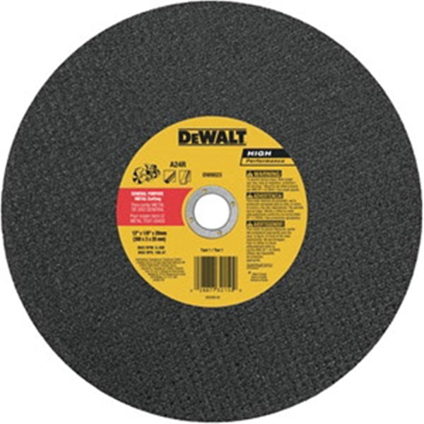 DeWALT DW8023 Cutting Wheel, 12 in Dia, 1/8 in Thick, 20 in Arbor, 24 Grit, Aluminum Oxide Abrasive