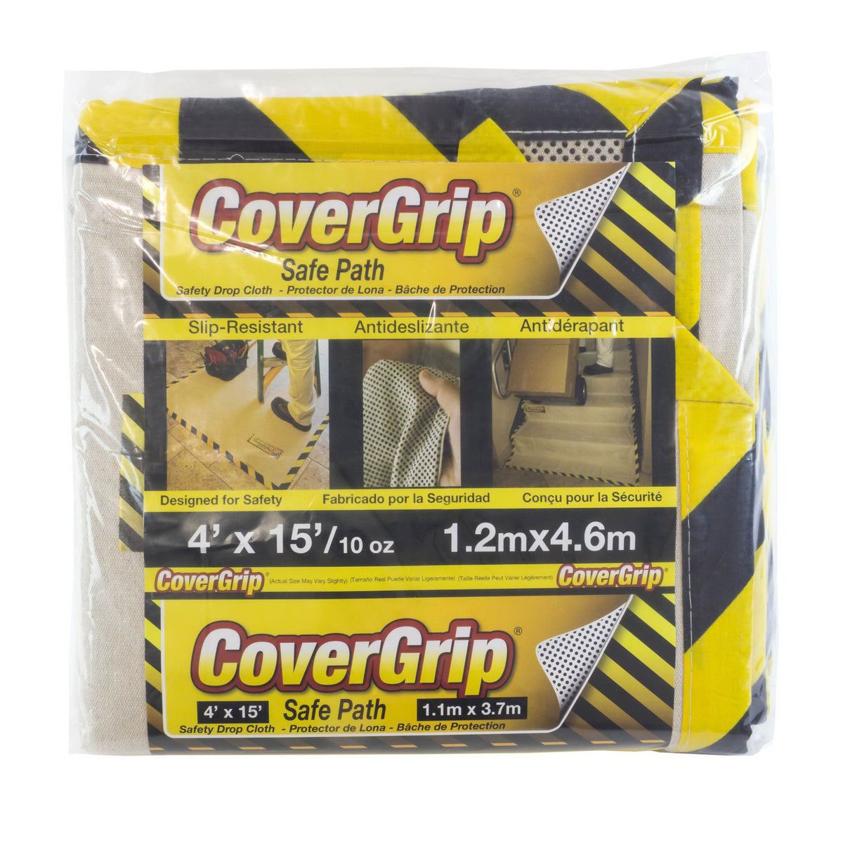 CoverGrip 41510 Drop Cloth, 15 ft L, 4 ft W, Canvas, Beige/Cream