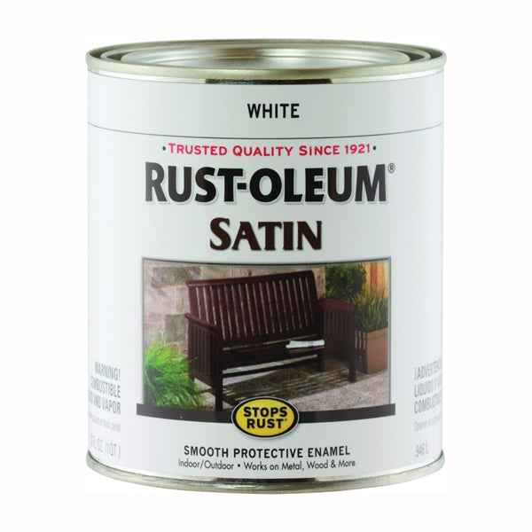 RUST-OLEUM STOPS RUST 7791502 Satin Enamel, Satin, White, 1 qt, Can