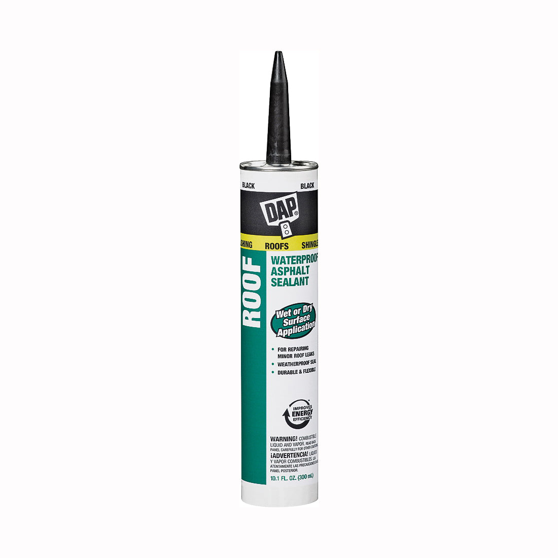 DAP 18268 Roof Sealant, Black, Paste, 10.1 fl-oz Cartridge