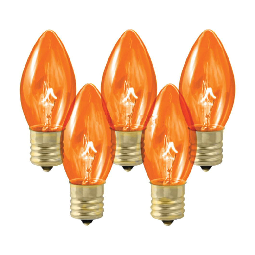 Hometown Holidays 19117 Light Bulb, 5 W, Candelabra Lamp Base, Incandescent Lamp, Transparent Orange Light