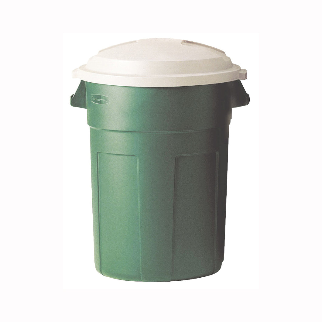 Rubbermaid 289487EGRN Trash Can, 32 gal Capacity, Evergreen, Snap-Fit Lid Closure