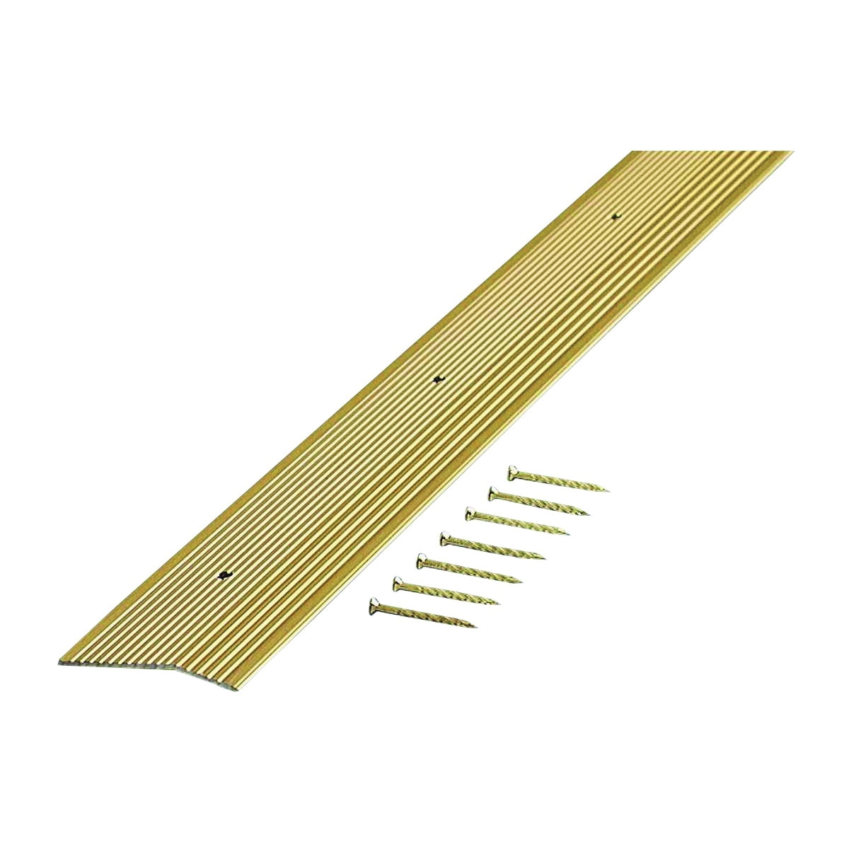 M-D 79251 Carpet Trim, 72 in L, 2 in W, Fluted Surface, Aluminum, Satin Brass