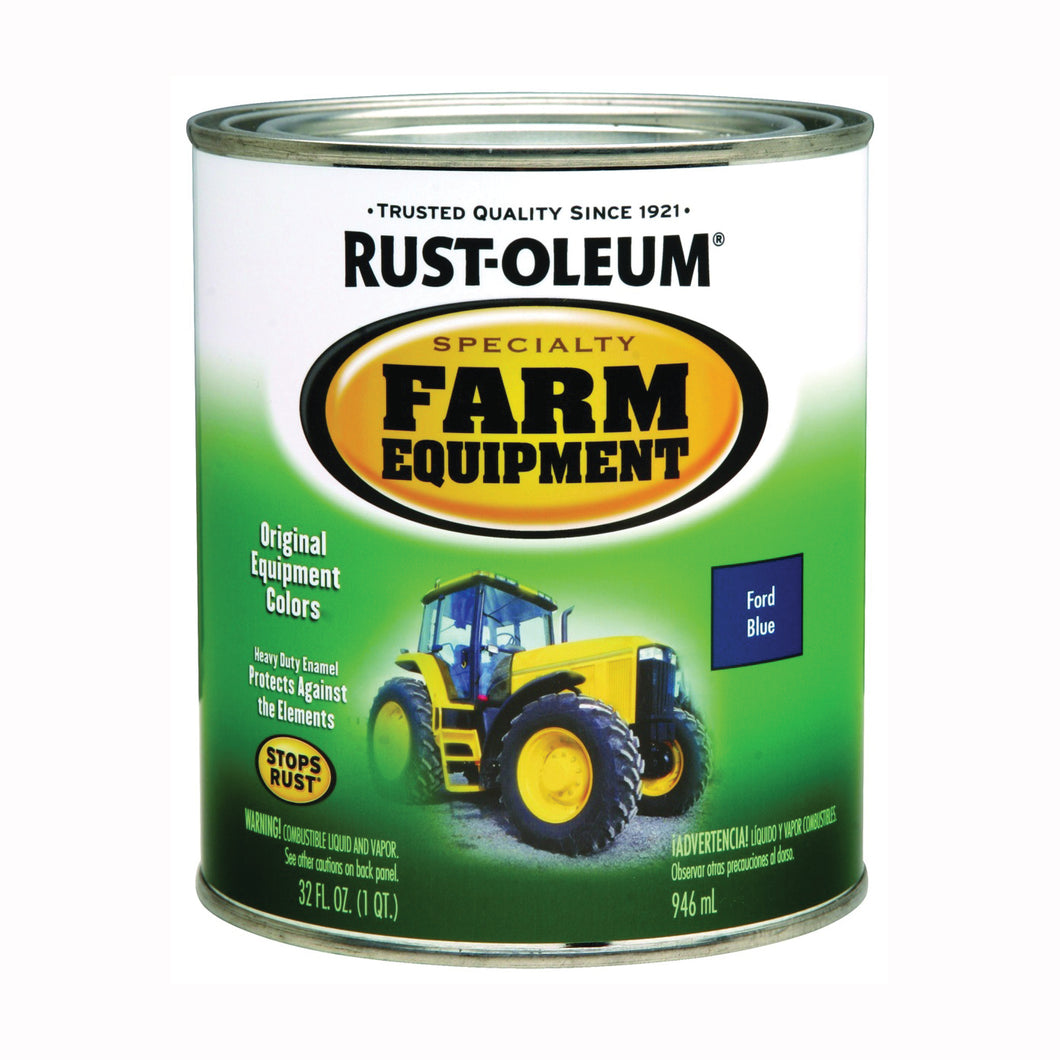 RUST-OLEUM 7424502 Farm Equipment Brush-On Enamel Paint, Ford Blue, 1 qt, Can