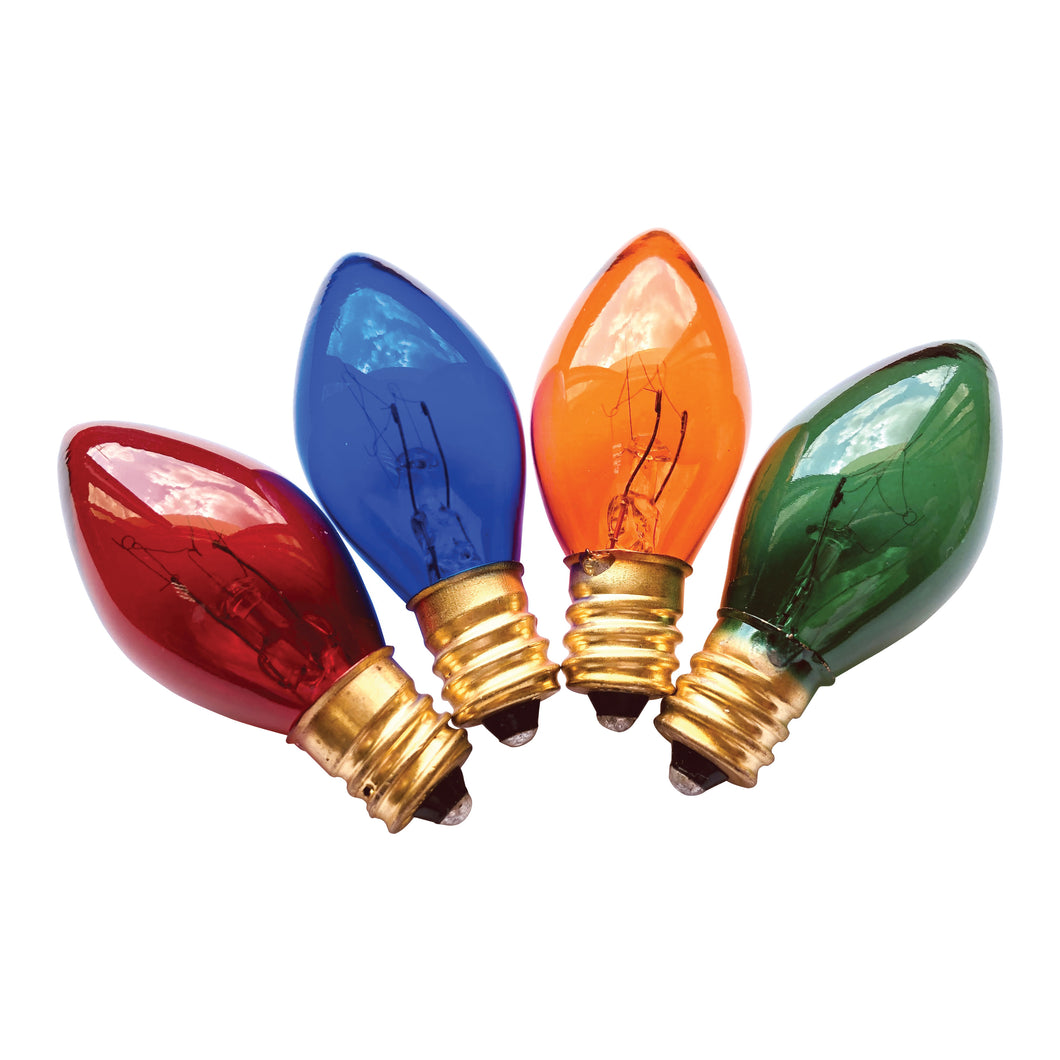 Hometown Holidays 19124 Light Bulb, 5 W, Candelabra Lamp Base, Incandescent Lamp, Transparent Multi-Color Light