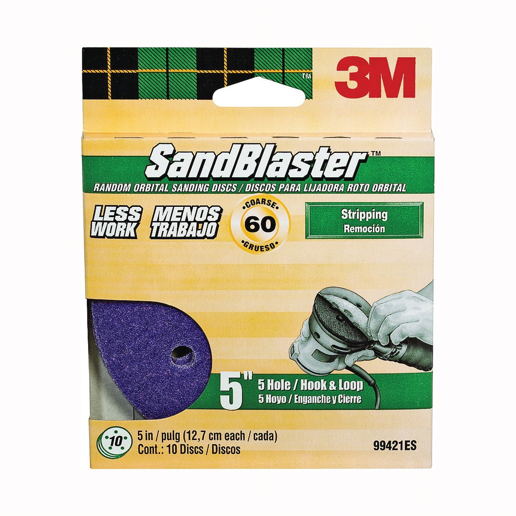 3M SandBlaster 99421ES Sanding Disc, 5 in Dia, 60 Grit, Coarse, Cubitron Mineral Abrasive, Fiber Backing