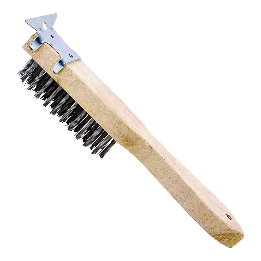 ProSource WB01411S Wire Brush with Scraper, 2-7/8 in L Trim, Metallic Bristle, 1 in W Brush, 11-1/2 in OAL