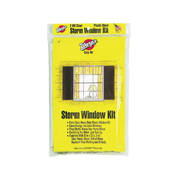 Warp's Easy-On Series EZ-36 Storm Window Kit, 36 in W, 2 mil Thick, 72 in L, Clear