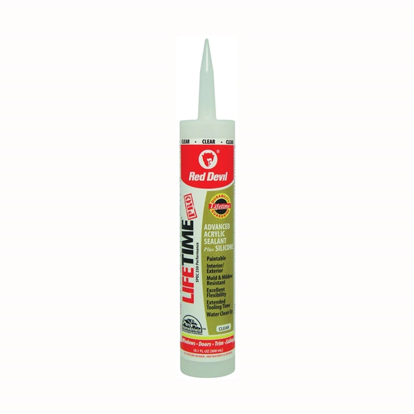 Red Devil Lifetime 0866PR Acrylic Sealant, Clear, -20 to 180 deg F, 10.1 fl-oz Cartridge