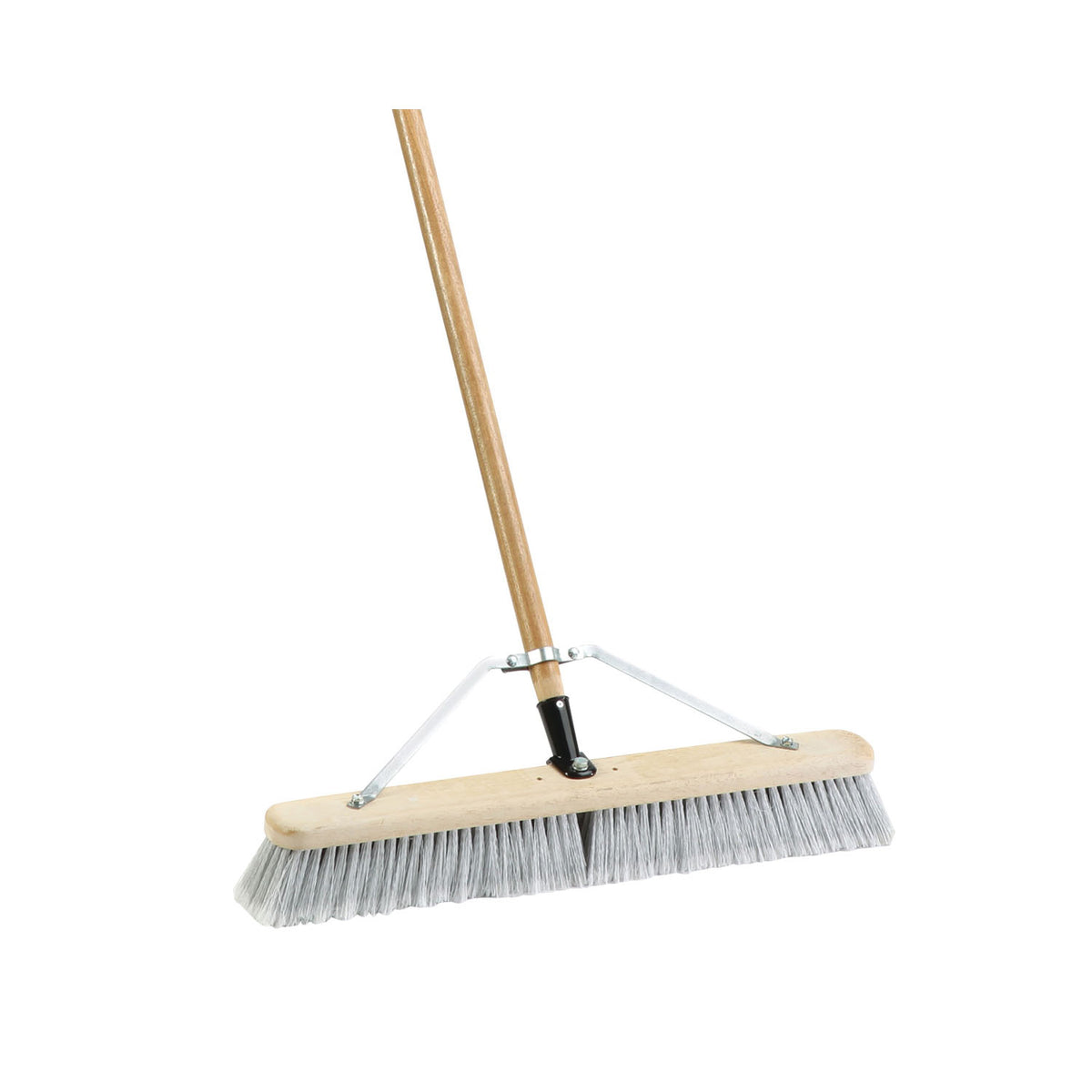 Simple Spaces 93150 Push Broom, 24 in Sweep Face, 3 in L Trim, Fine Flagged Synthetic Bristle, 60 in L, Gray