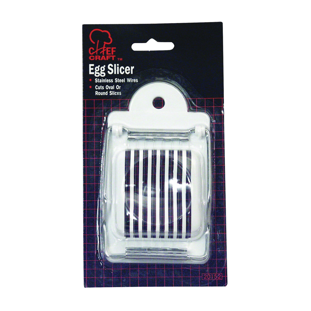 CHEF CRAFT 20152 Egg Slicer, Stainless Steel Blade, White, Dishwasher Safe: Yes