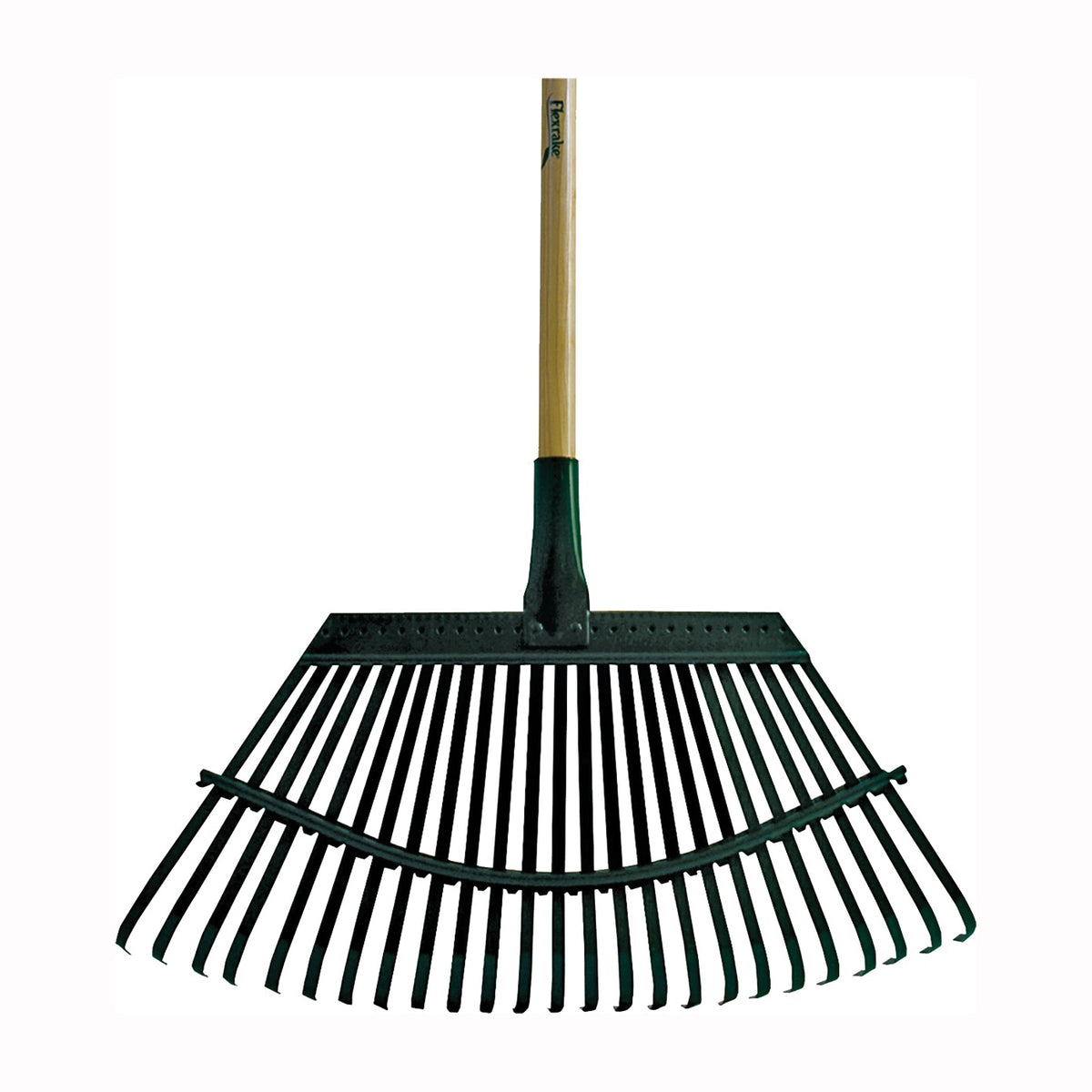 Flexrake 1W Lawn Rake, Steel Tine, 25-Tine, Wood Handle, 48 in L Handle