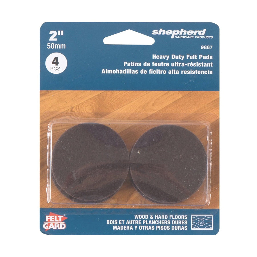 Shepherd Hardware 9867 Protective Pad, Felt, Brown, 2 in Dia