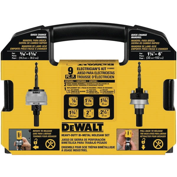 DeWALT D180002 Hole Saw Kit, 9-Piece